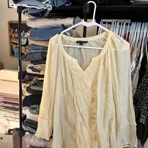Women’s Zac and Rachael pale yellow sheer long sleeve top